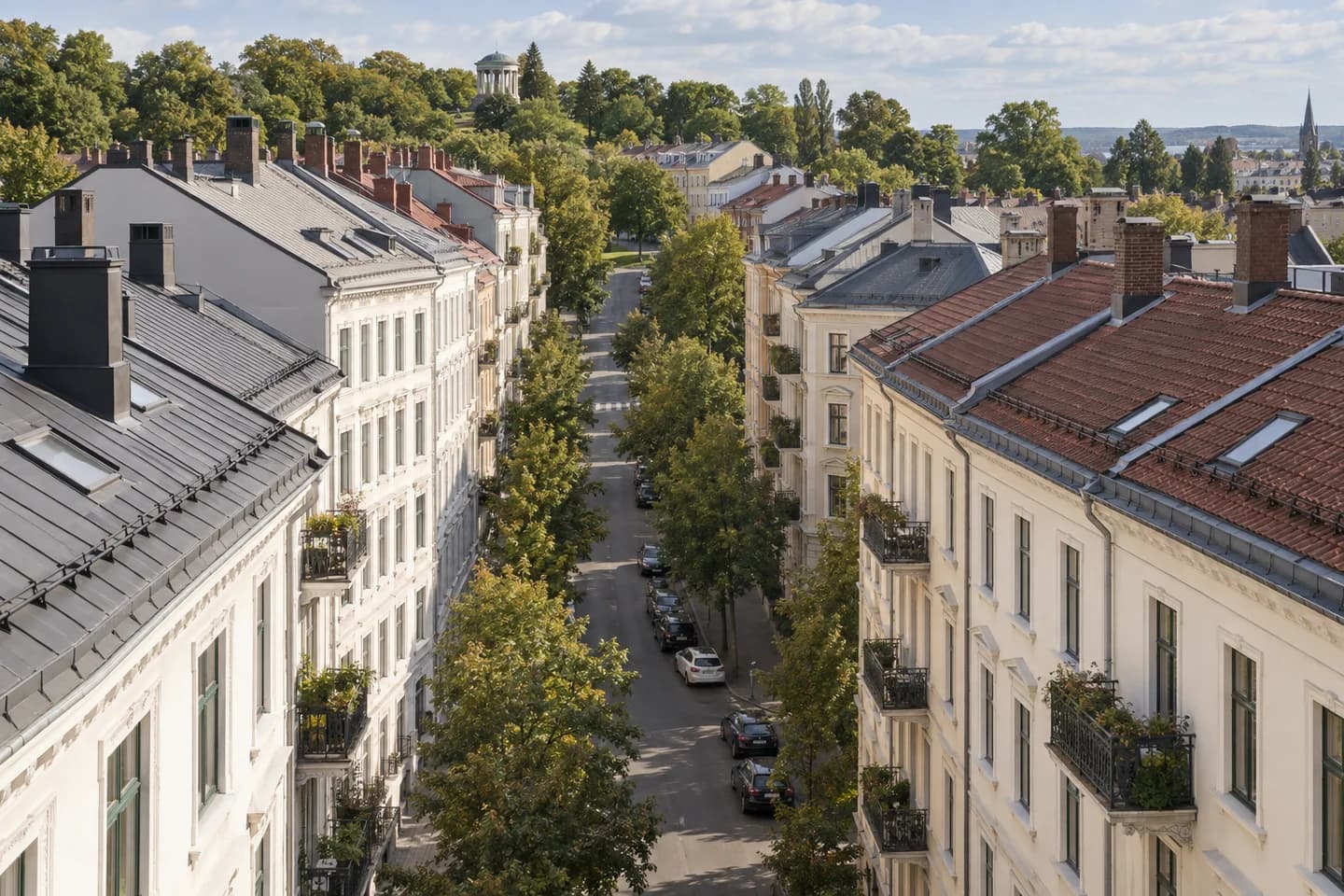 Illustrasjon: Murgårder og taklandskap inspirert av St. Hanshaugen